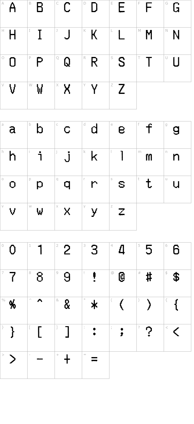 Merchant Copy Doublesize character map