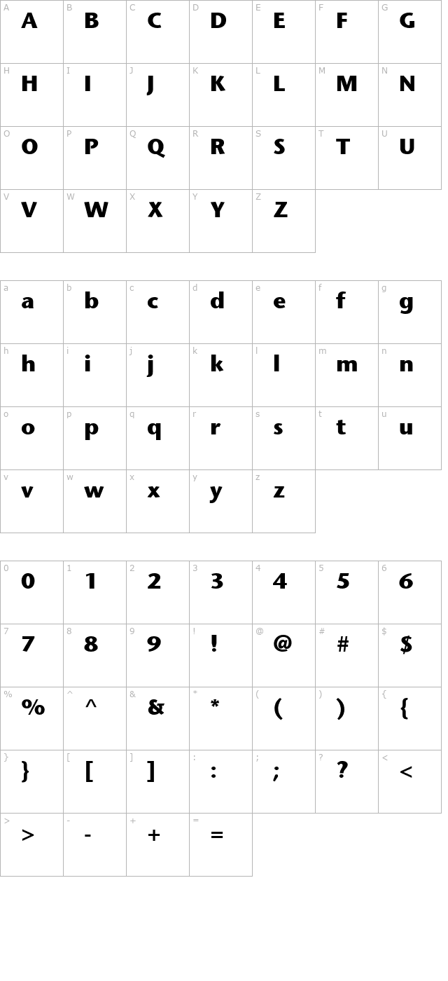 Mesouran Sans Black SSi Bold character map