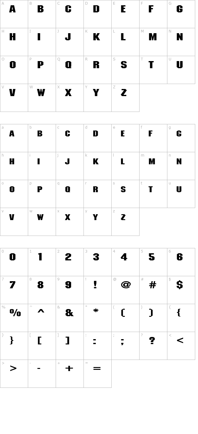 MetalEncasementExtended character map