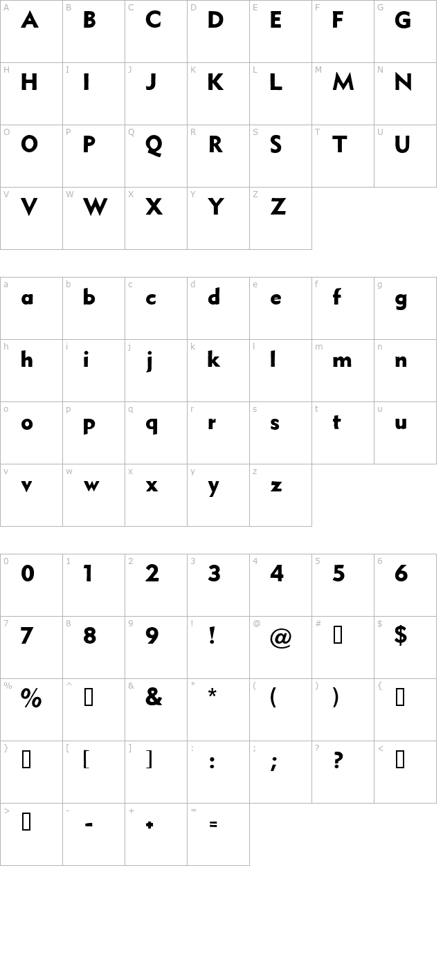 metro-black-hplhs character map