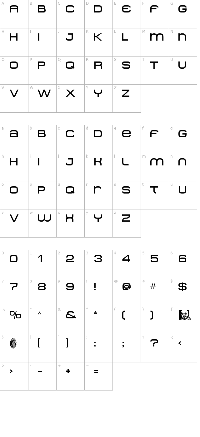 metro-df character map