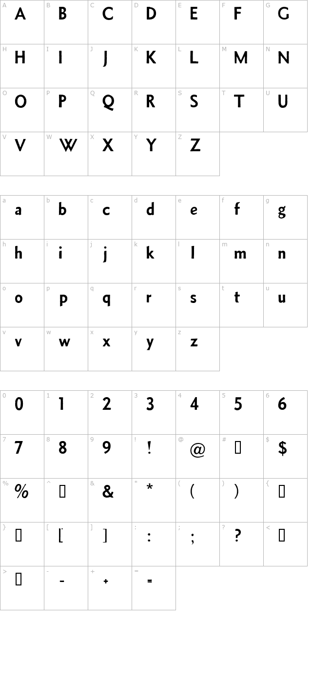 Metro Medium Alt HPLHS character map