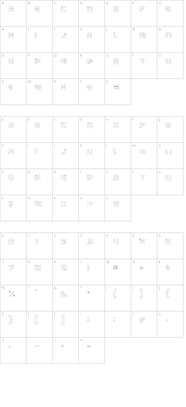 MetronOpen-Outline character map