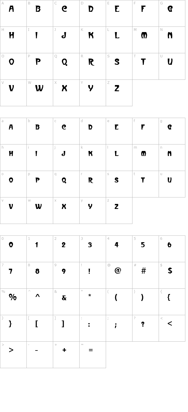 metropolitaine-becker-caps character map