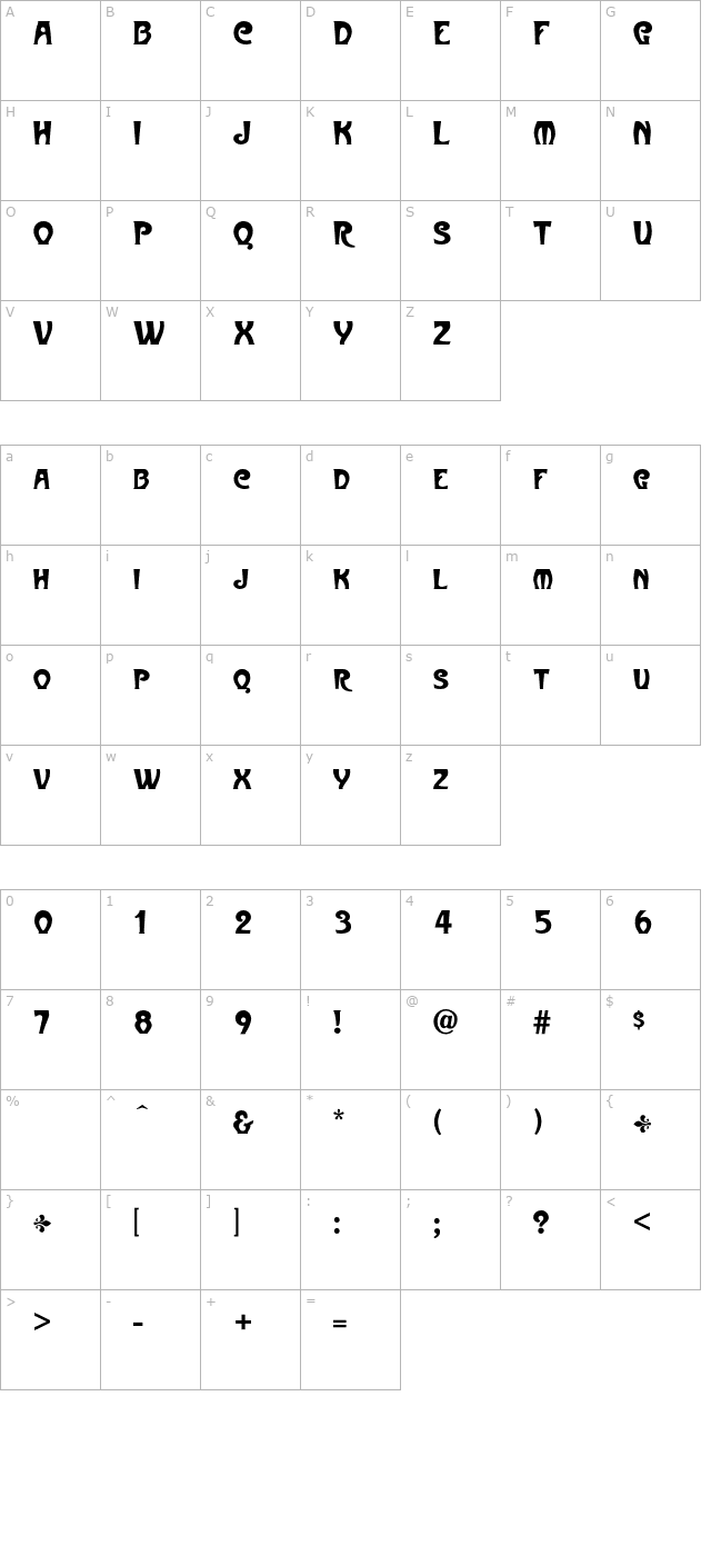 metropolitan-regular character map