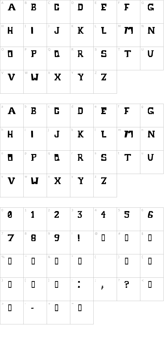 Metrostruct character map