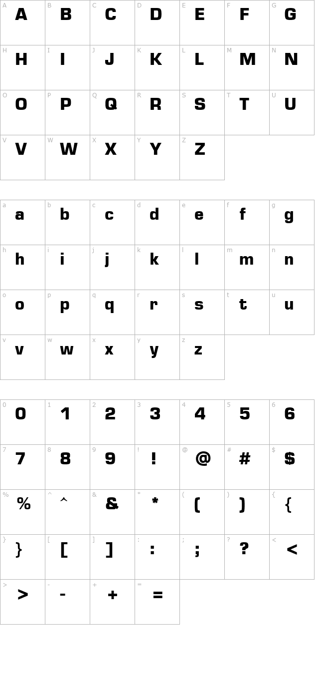 metrostyle-ec-bold character map