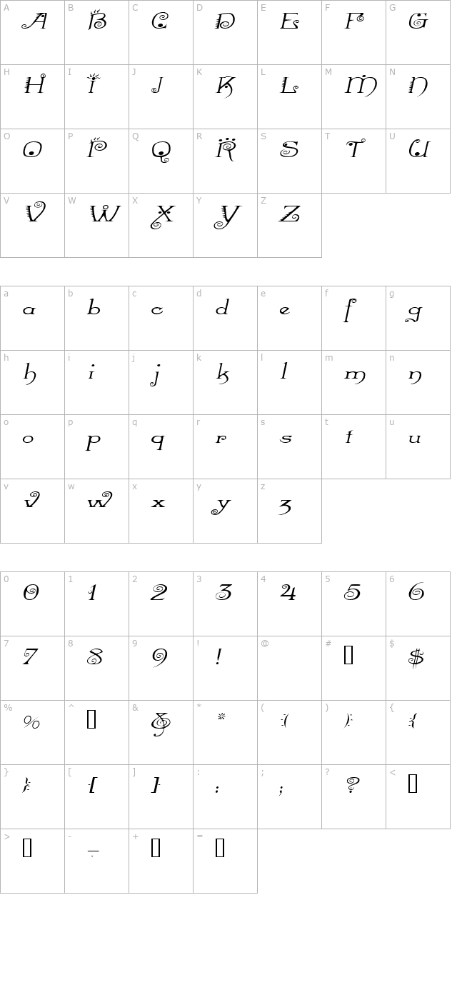 mexacaliextended-italic character map