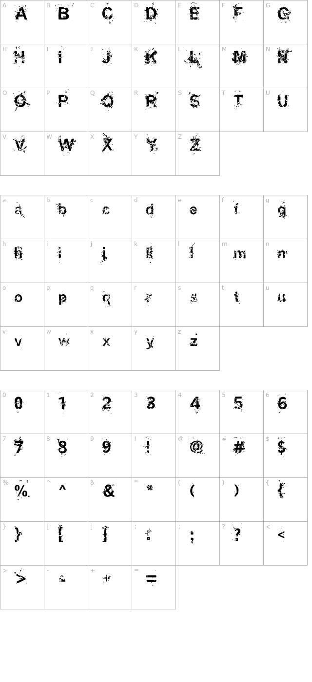 Miasm Outfection character map