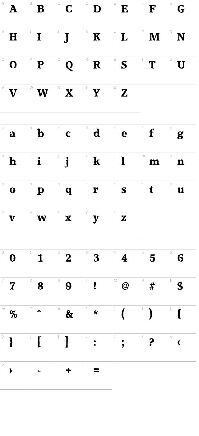 MichaelBeckerAntique-ExtraBold-Regular character map