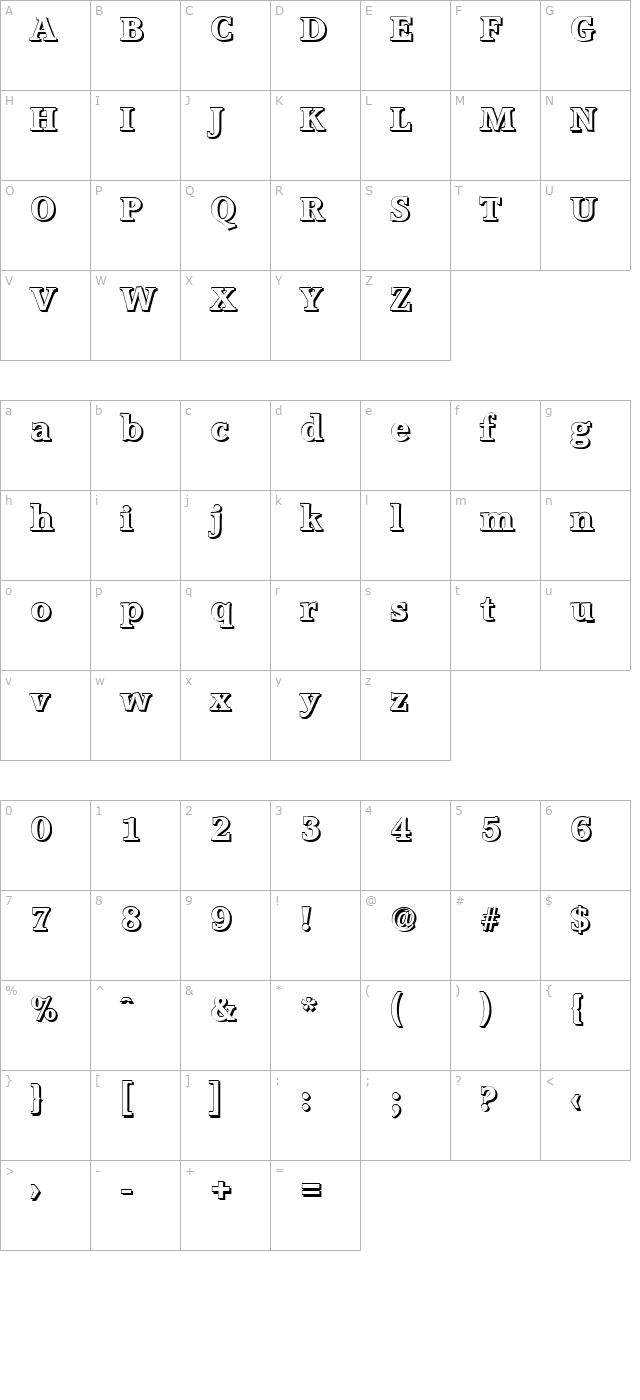 MichaelBeckerShadow-ExtraBold character map