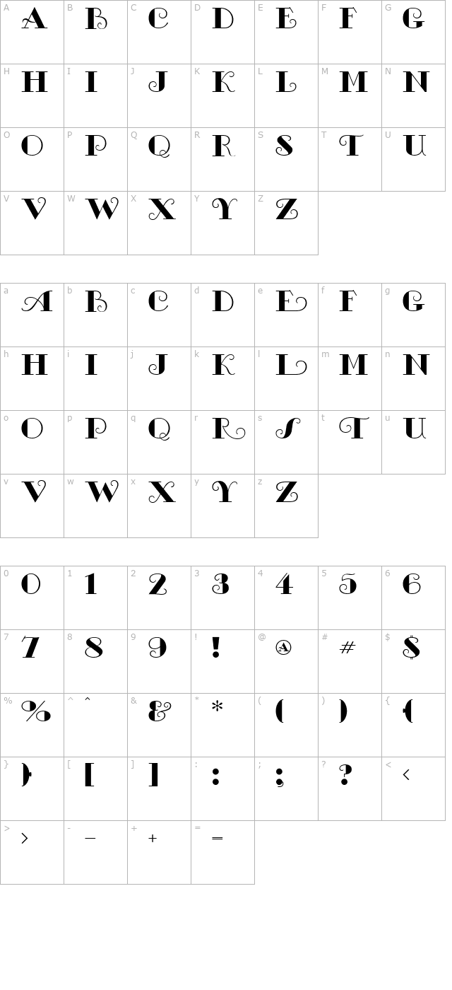 michelleflf-bold character map