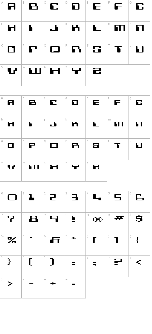 Micr Extended Regular character map