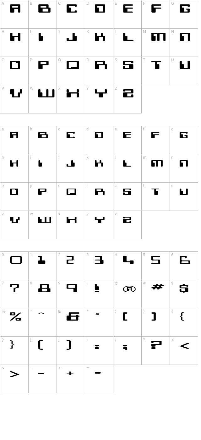 MicrFontExt character map