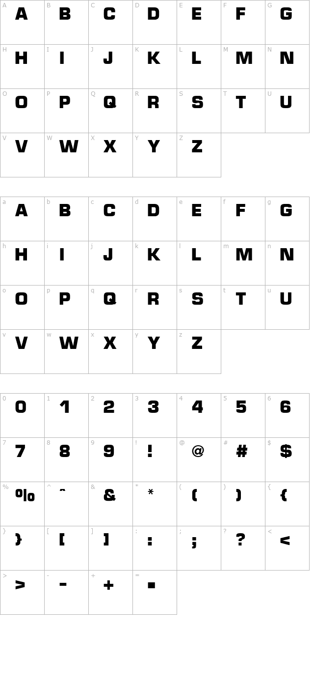 micro-technic-bold character map