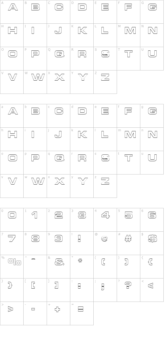 micro-technic-extended-outline-bold character map