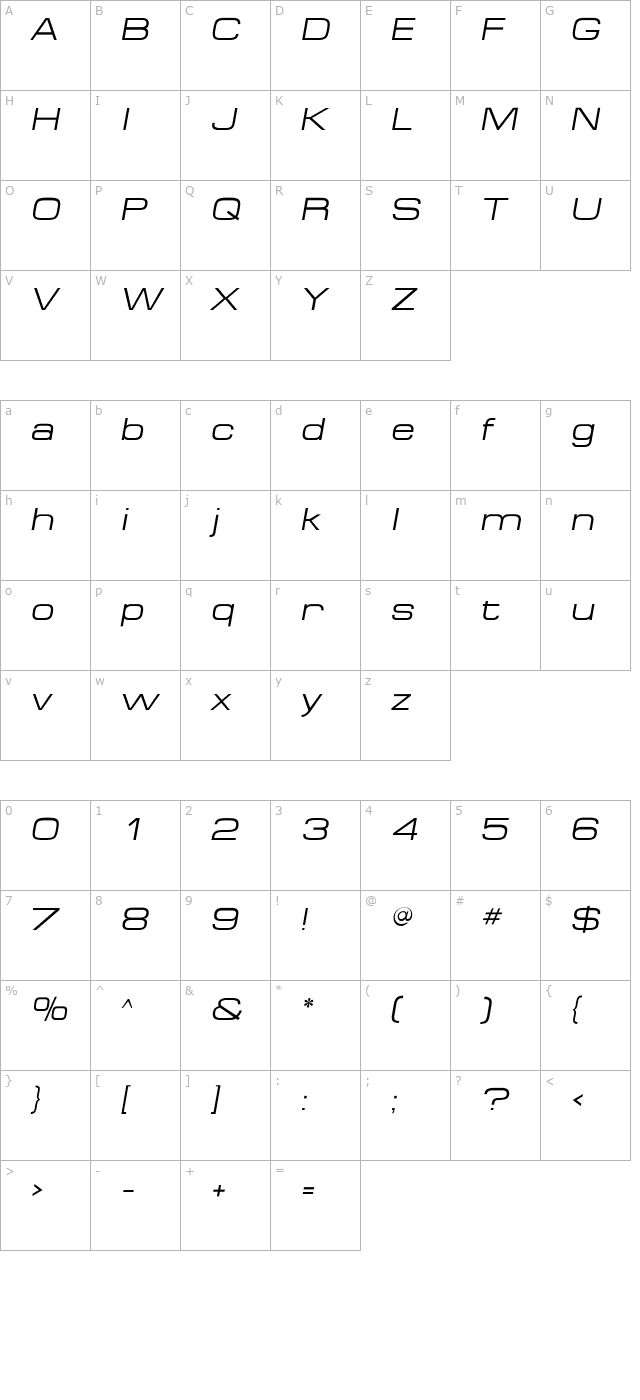 microextendflf-italic character map