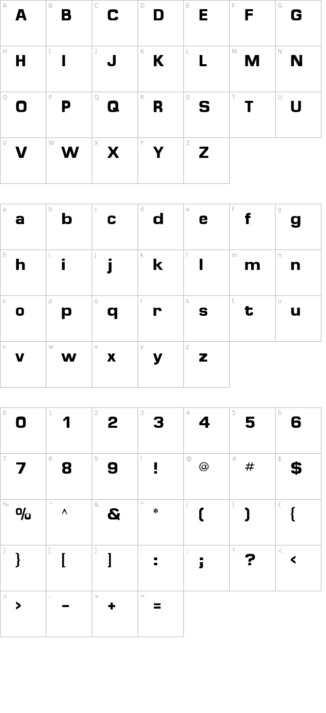 MicroFLF-Bold character map