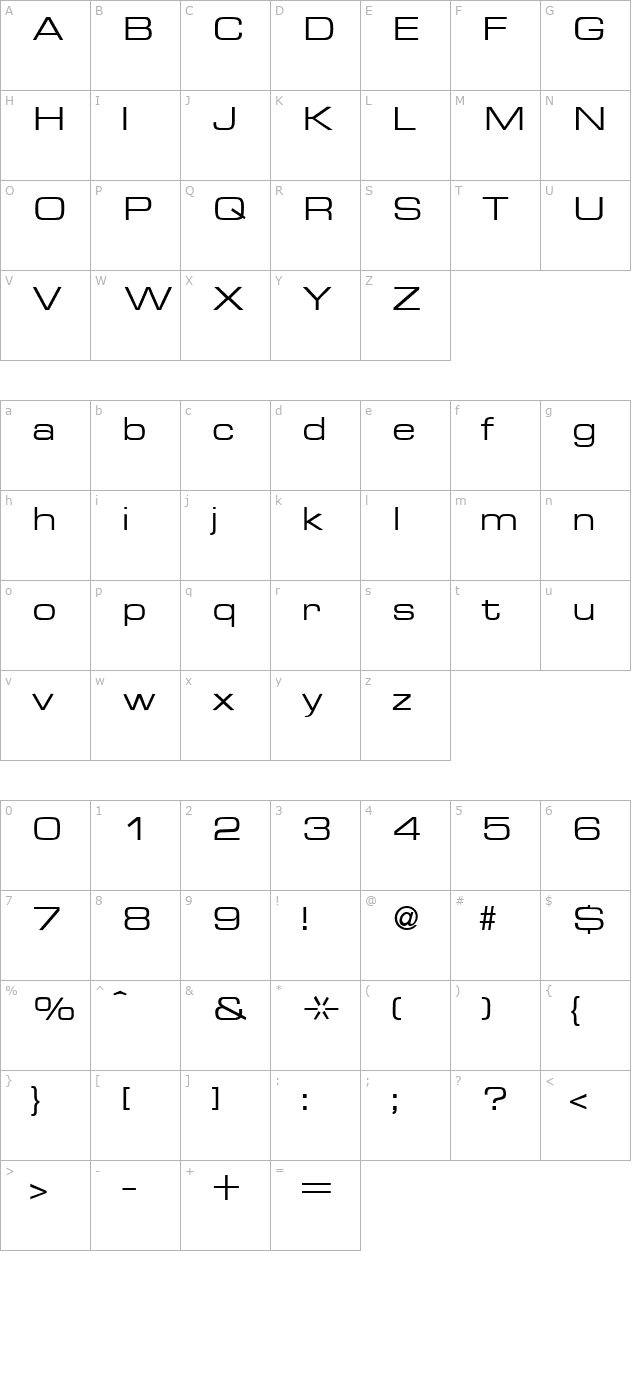 microgram-regular character map