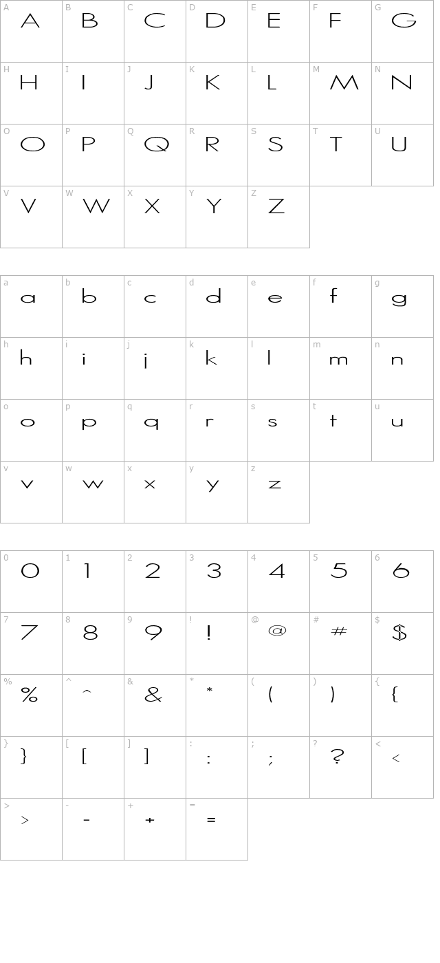 MicroSerif-Ligh character map