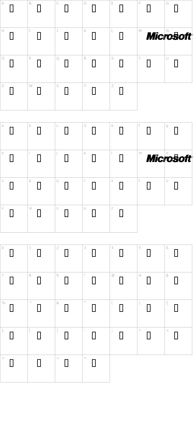 Microsoft Logo 95 character map