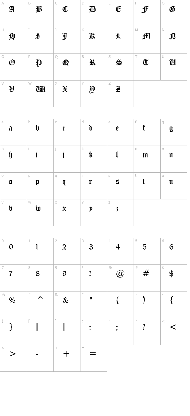 midevil-extended-normal character map