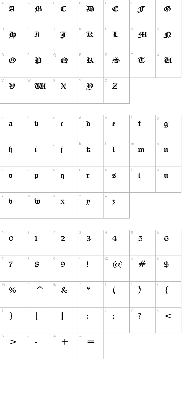 midevil-wide-normal character map