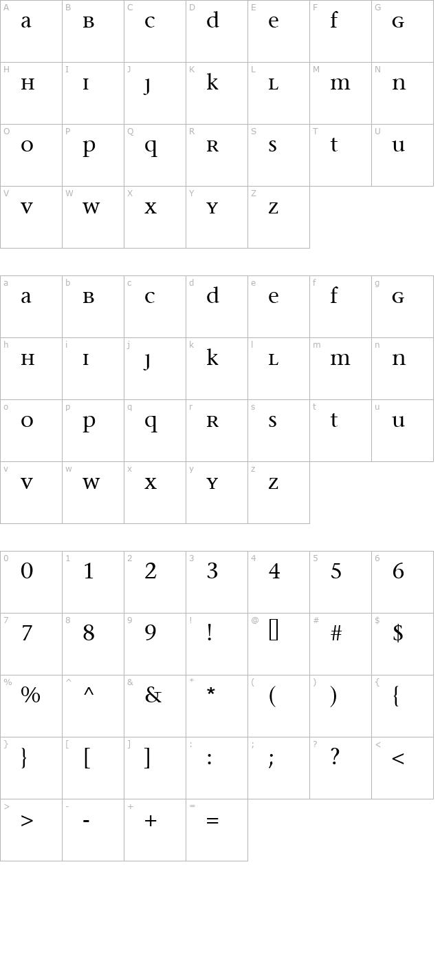 MigraineSerif character map