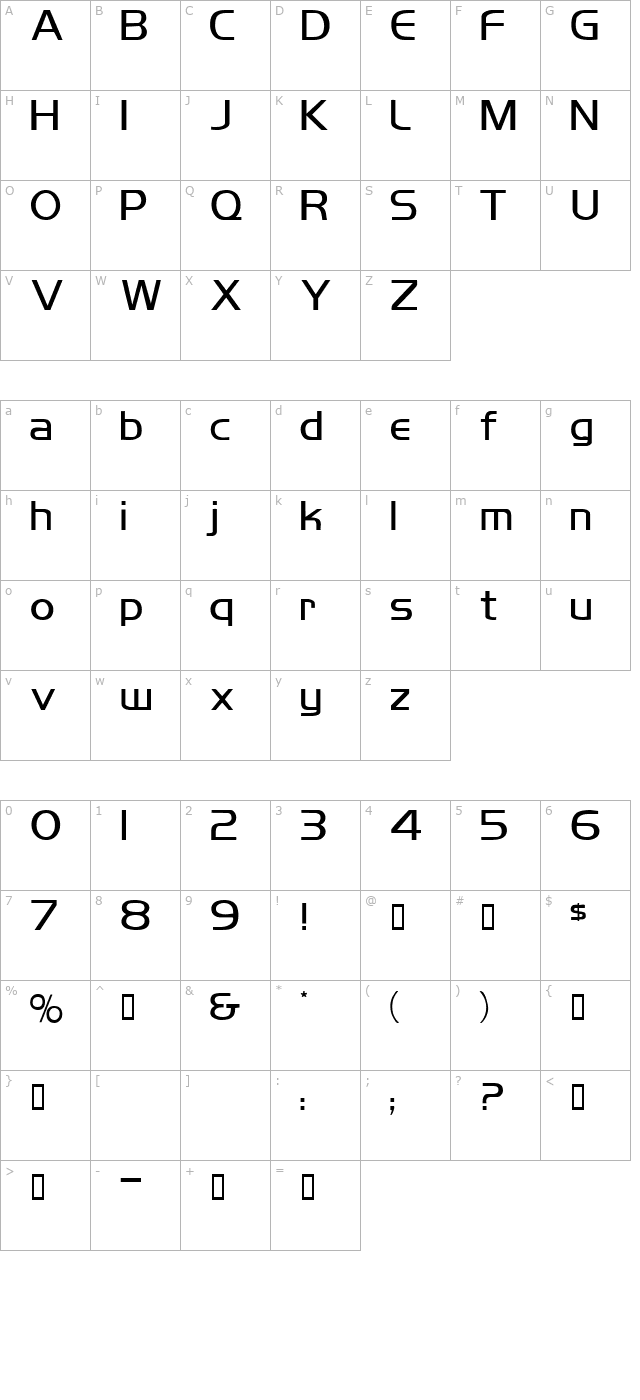 mikity character map