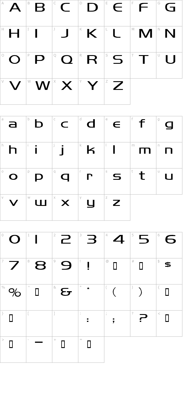 mikityextended character map