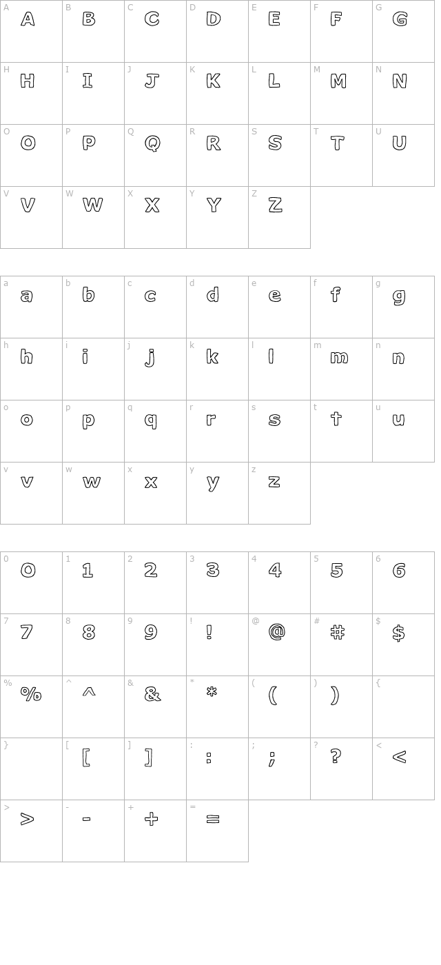 Milk Cocoa (sRB) character map