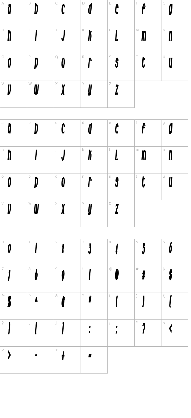 Milkfresh character map