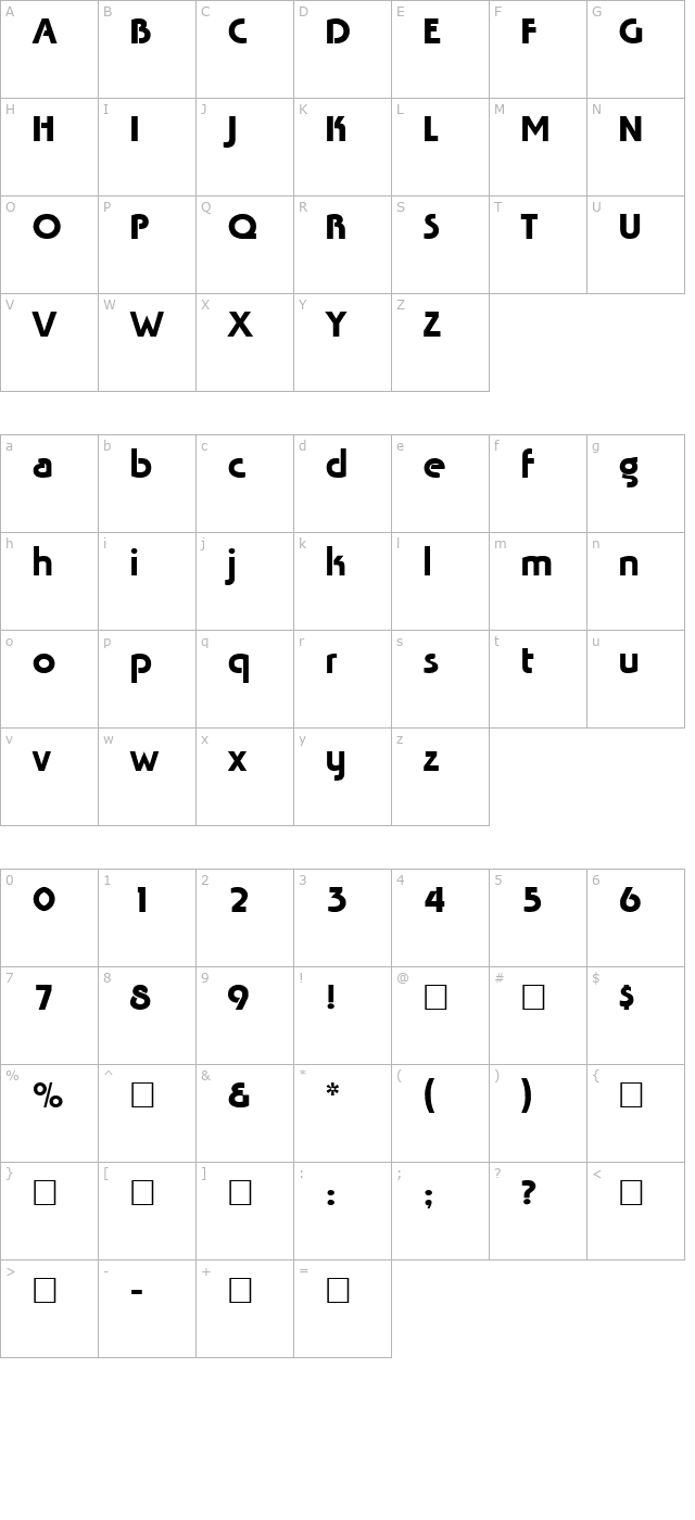 Mingle Regular character map