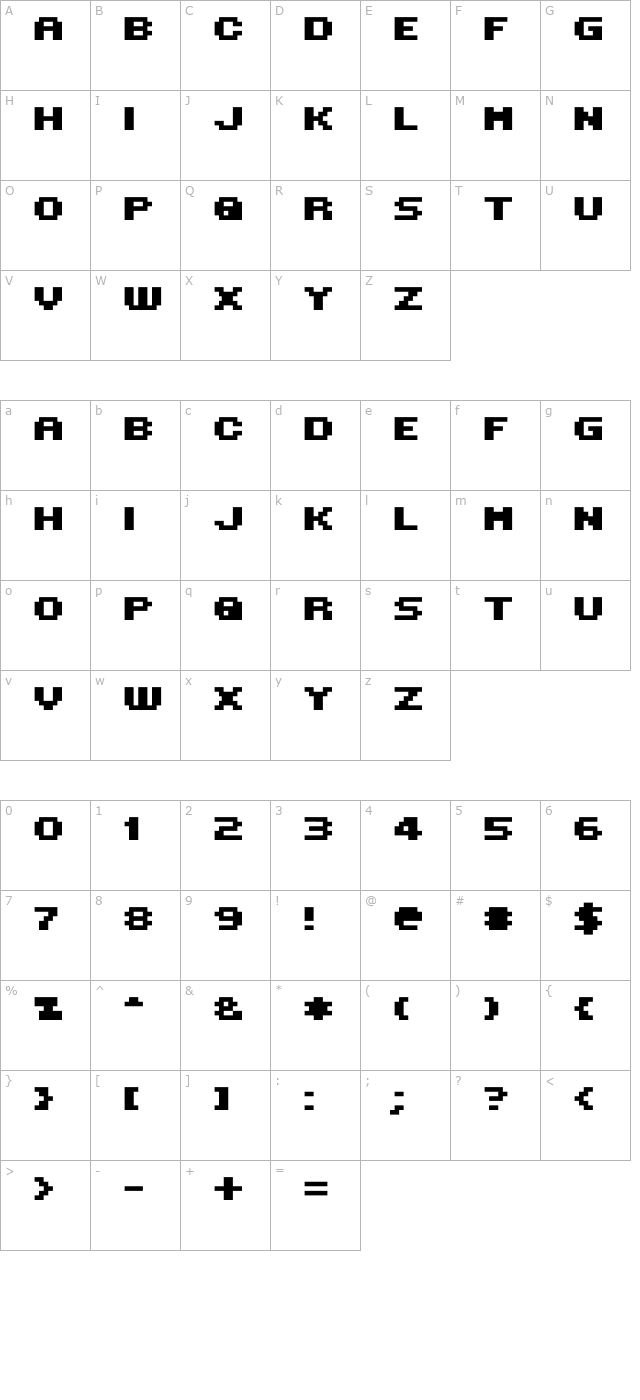 MINI 7 Bold character map