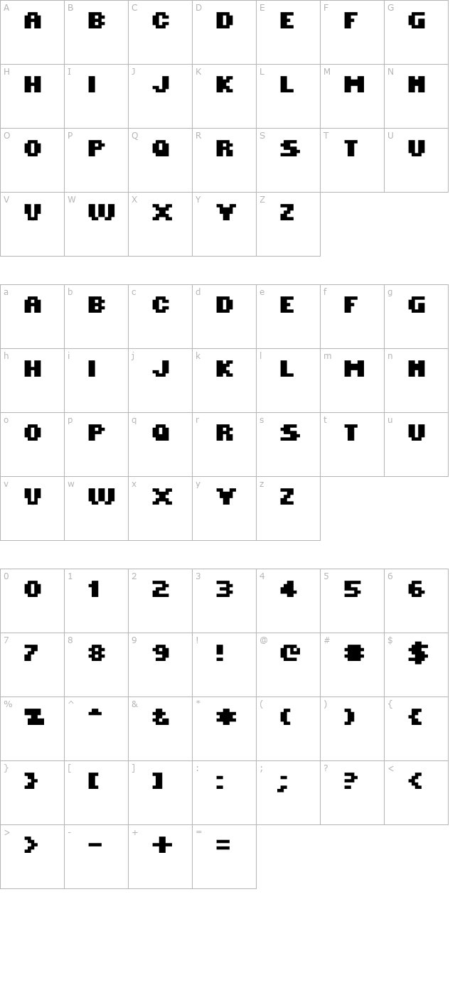 mini-7-condensed-bold character map