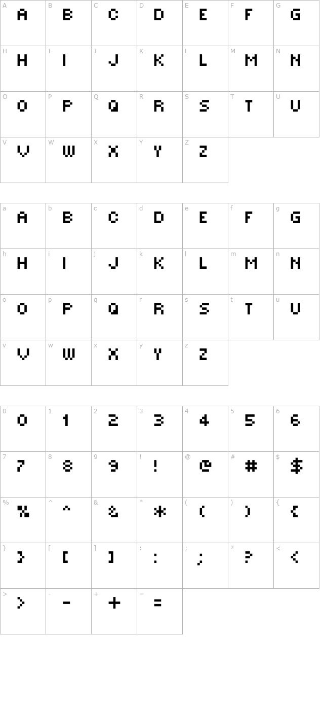 MINI 7 Condensed character map