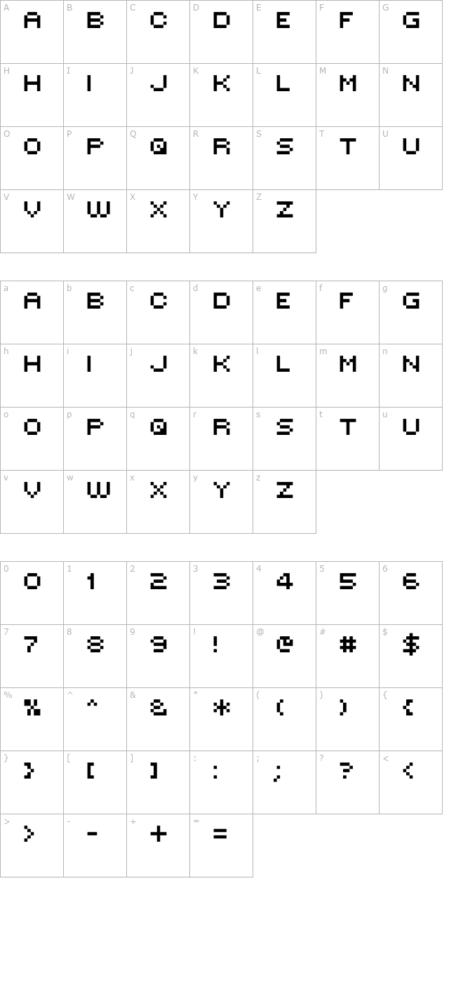 MINI 7 Tight character map