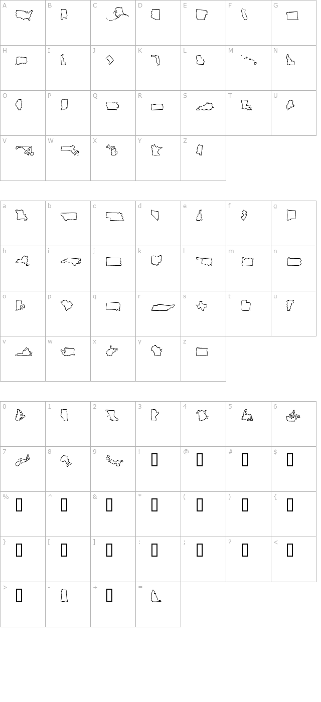 Mini Pics Borderline Loose character map