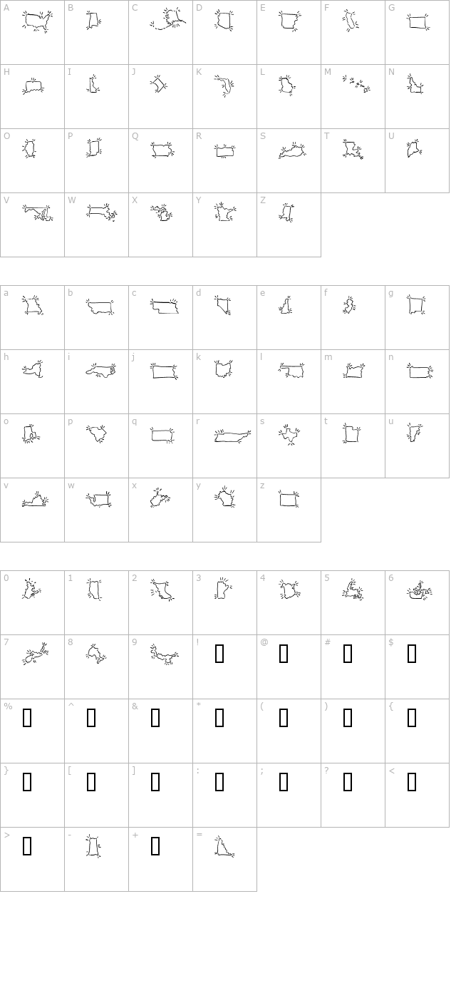 Mini Pics Borderline Spurt character map