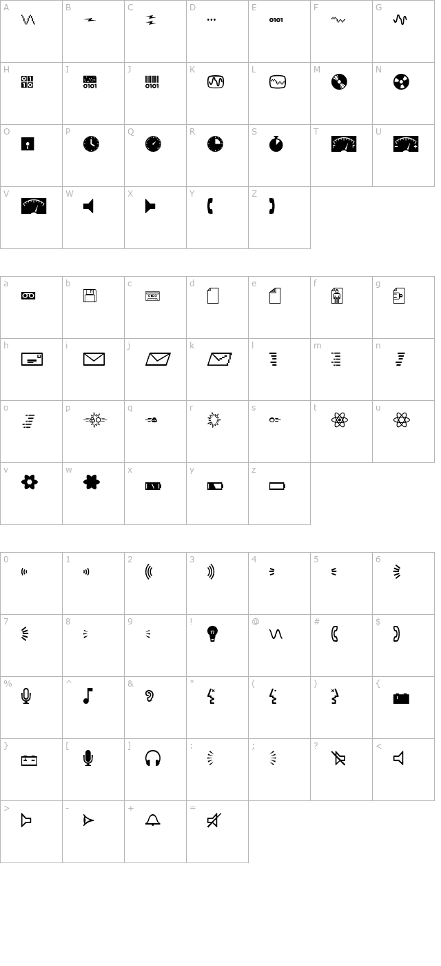 Mini Pics Digidings character map