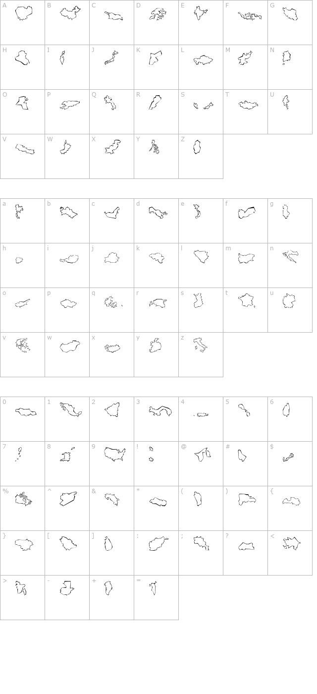 Mini Pics Global N Cutout character map