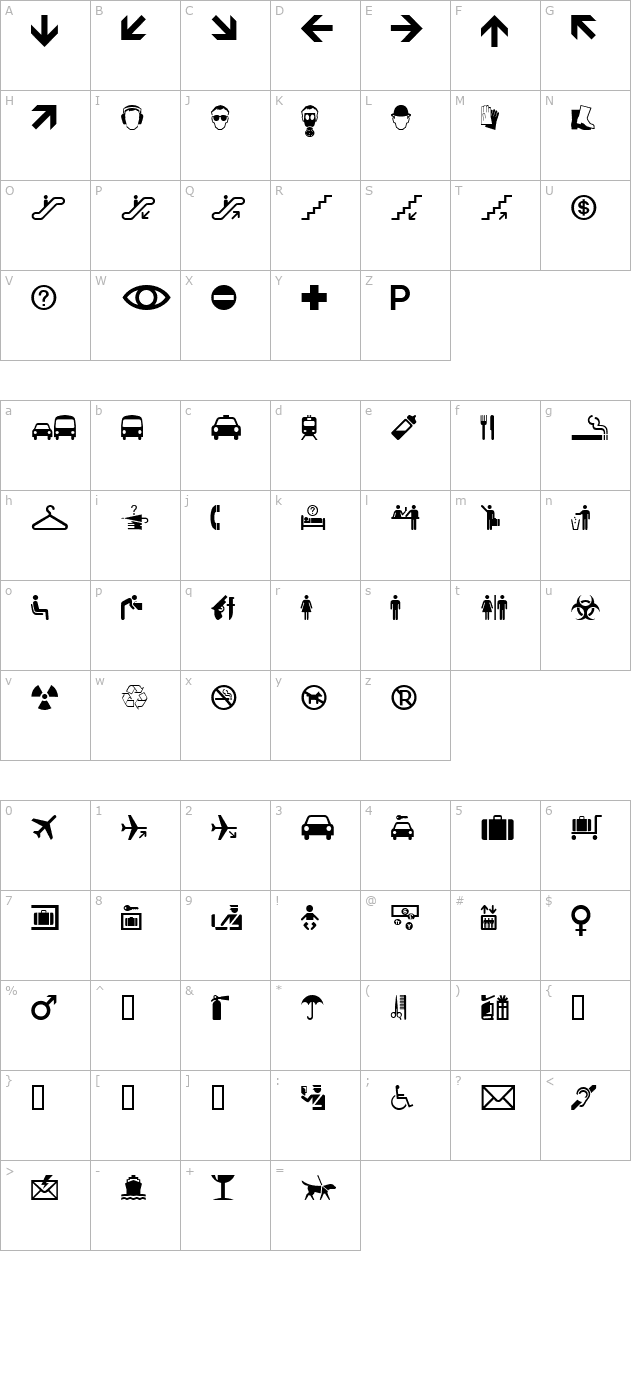 Mini Pics International character map