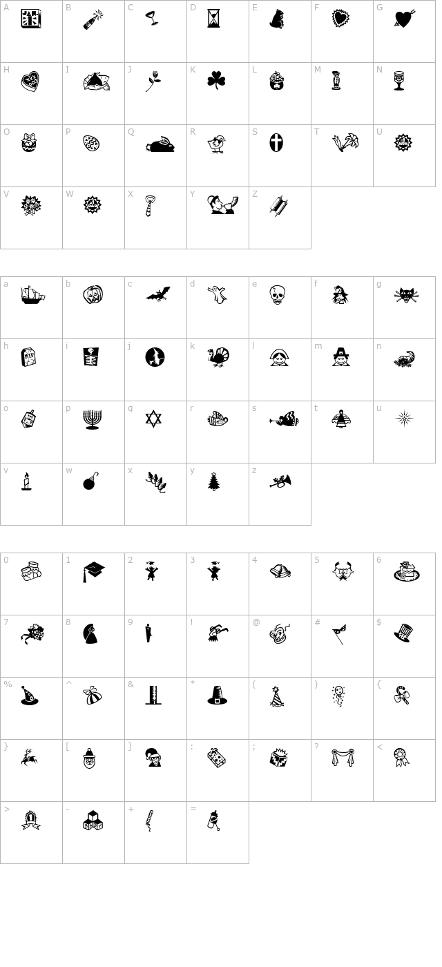 Mini Pics Lil Events character map