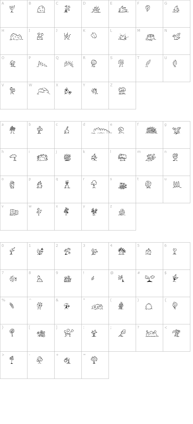 Mini Pics Uprooted Leaf character map