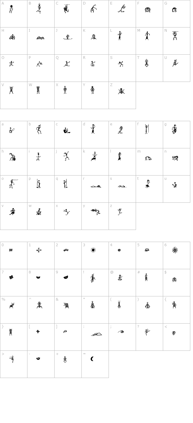 Mini Pics Zafrica character map