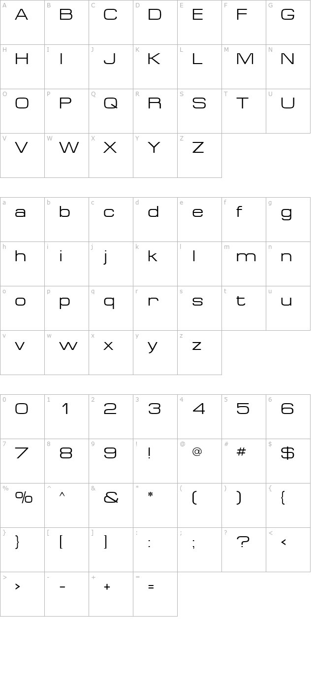 Minima Expanded SSi Expanded character map