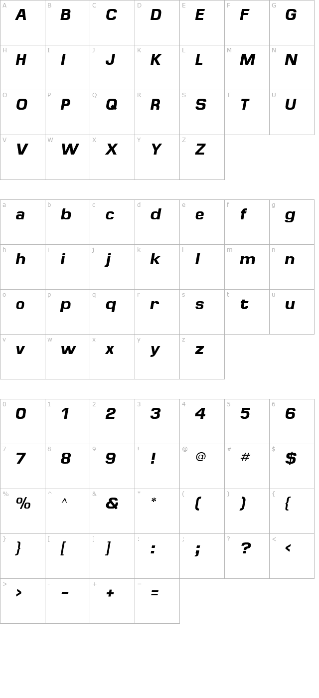 minima-ssi-bold-italic character map