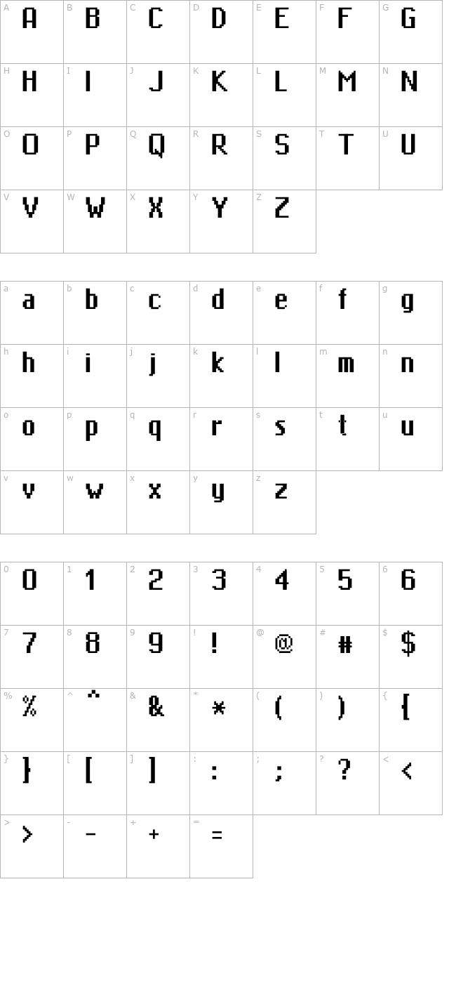 minimasa character map