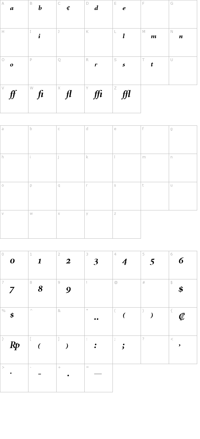 minion-expert-bold-italic character map