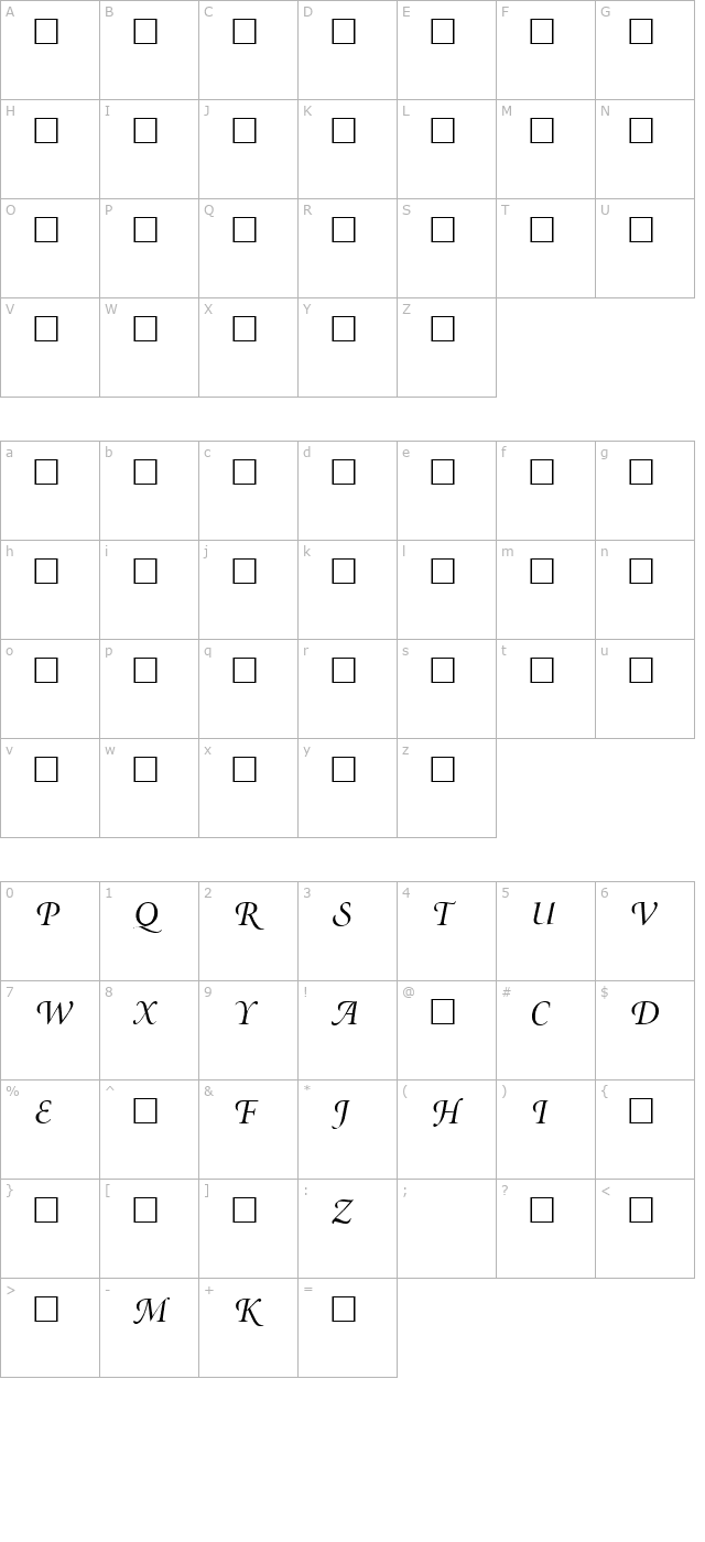 Minion-SwashDisplayItalic character map